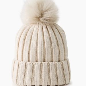 Sundays Best oatmeal beanie with pom pom